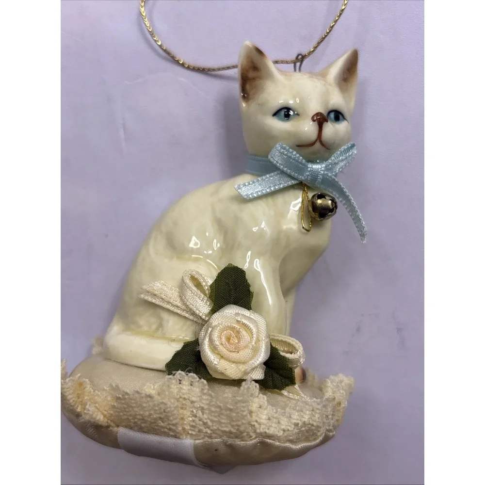 New Set of 2 Vintage Kurt S Adler  Kitty Cat Christmas Ornaments 3.5